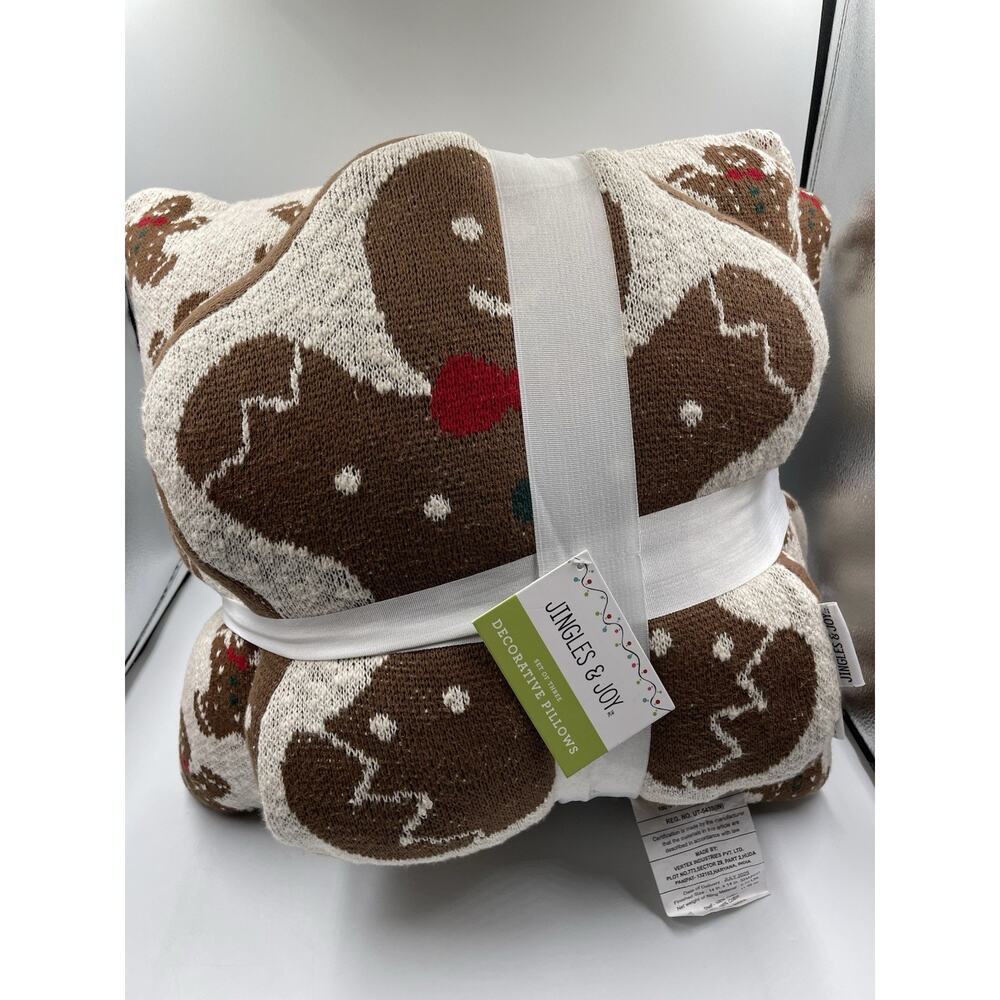 NEW Jingles & Joy Decorative Pillows, 3-Pk Gingerbread Christmas Throw Pillows